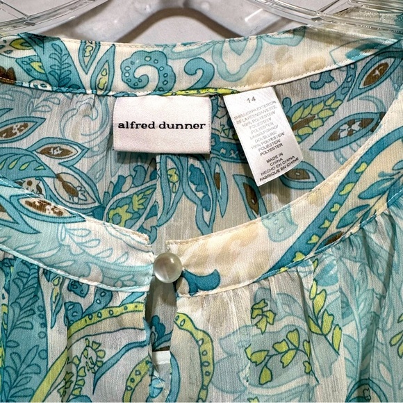 Alfred Dunner Women's Paisley Blouse - Blue and Green - Picture 2 of 9